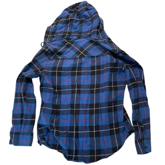 Garage Blue & Dark Grey Flannel Hoodie – Size S - Picture 2 of 2
